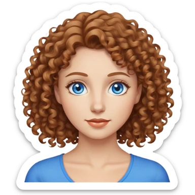 woman with long light brown curly brown hair and bright blue eyes  sticker