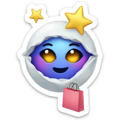 Moon with bows, shopping bags and makeup sticker
