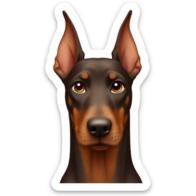 Different shades of brown Doberman without cropped ears looking forward and happy  sticker