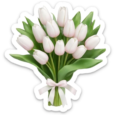 White tulips bouquet with light pink bow  sticker