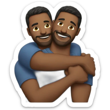 two man hug sticker