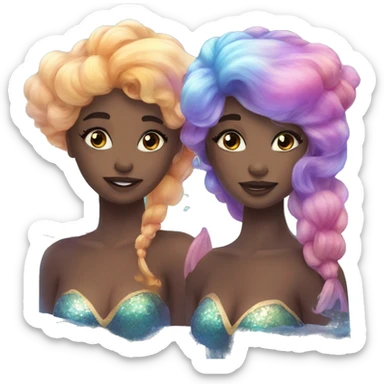 two mermaids, colorful, shimmer, beautiful, aesthetic sticker