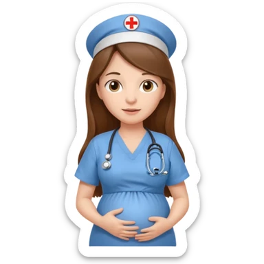 pregnant long haired nurse sticker