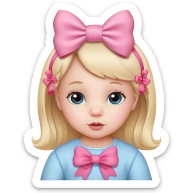 baby girl on a paper background with valentines day decor sticker