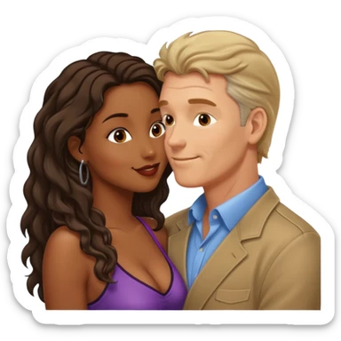 middle age white man kissing a sexy dark skin girl locks sticker