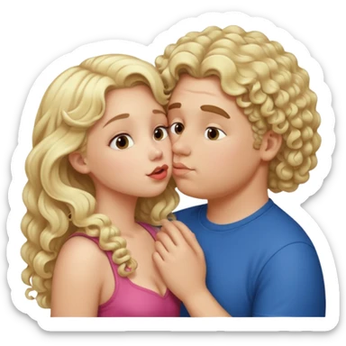 small white blonde girl kissing obese curly hair blonde white man sticker