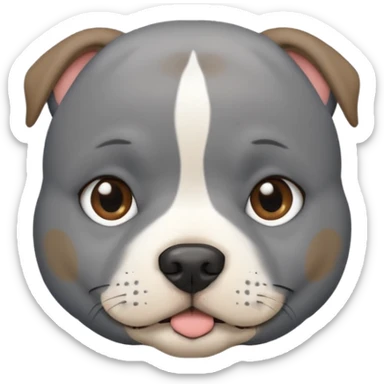round circle puppy head uniform grey bleu staffy, stupid expression sticker