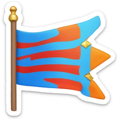 emoji flag blue with orange diamond and arrows red sticker