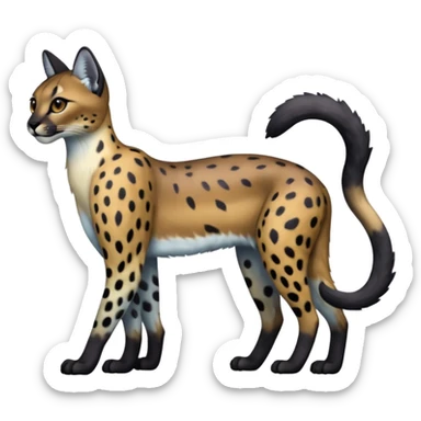 Colorful adorable shiny spectral soft smooth black gloomy dark dull melanistic Caracal-Cheetah-Serval-Snow-Leopard-Trico-Sergal-Vernid-fusion-hybrid-animal-creature, full body sticker
