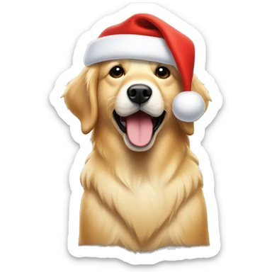 Light golden retriever with santa hat sticker
