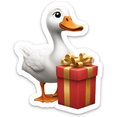 Goose opening massive Christmas gift sticker