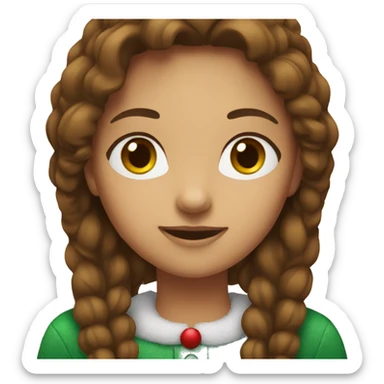 girl with brown hair wearing christmas clothes sticker