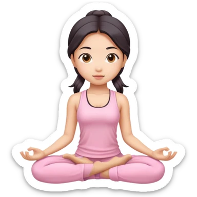 asian yoga girl light pink clothes  sticker