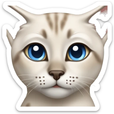 Lynx Point Siamese Cat with light blue eyes and hearts sticker