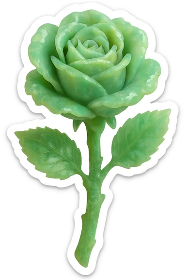 green Opal crystal rose flower, remove background sticker