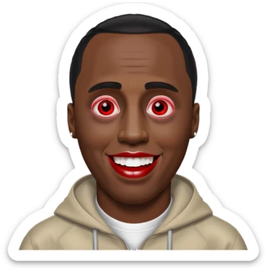 Sean Diddy Combs with red laser eyes and a very creepy, wide smile with the text “GOOD. NIGHT.” sticker
