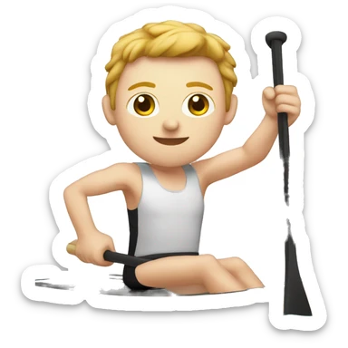 Male pale skin paddling a race SUP sticker