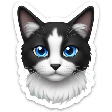 cat blue eyes black and white fur  sticker