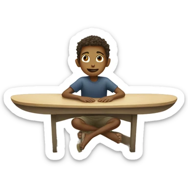 A boy in a table of surf  sticker