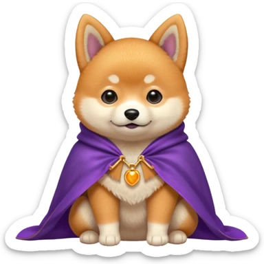 baby shiba dog, in magic purple cloak sticker