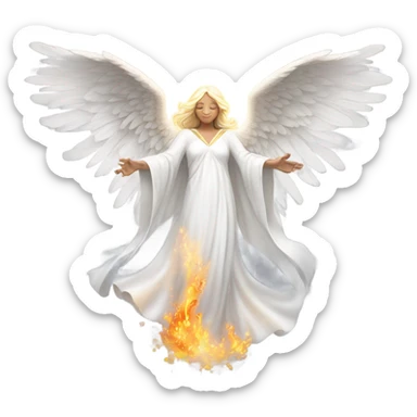 white angel, surrounded by fire
 sticker