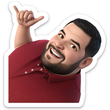 smiling boy in red shirt sticker