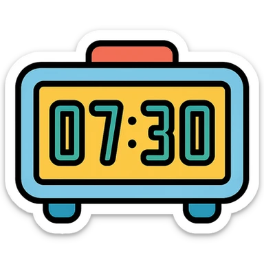 digital alarm clock displaying numbers sticker