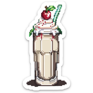 milkshake with whipped cream and cherry sticker