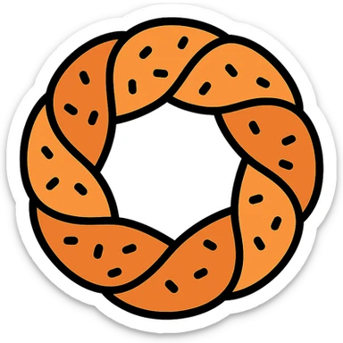 simit Turkish sesame bread ring colorful outlined icon sticker