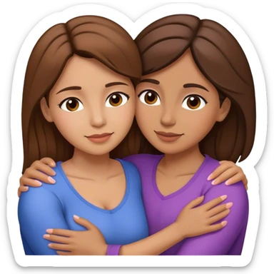 Hispanic mother and daughter brown hair hugging sticker