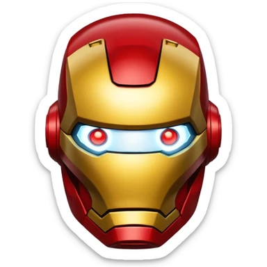 Iron Man helmet close-up, glowing eyes sticker