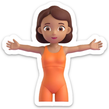 Slightly increase the volume of the upper body of the girl, spread them far apart from each other, make the skin color the same for both characters, keep the cartoonish 3D style. sticker