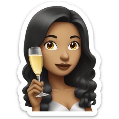 Dark hair lady drinking champagne  sticker
