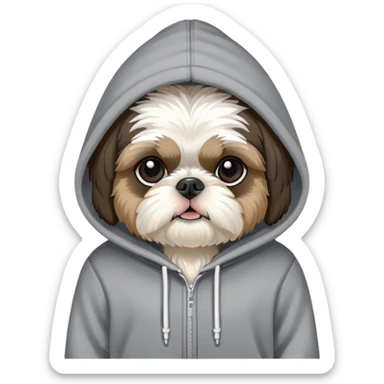 Black and white only colored Shih Tzu with hoodie￼ sticker