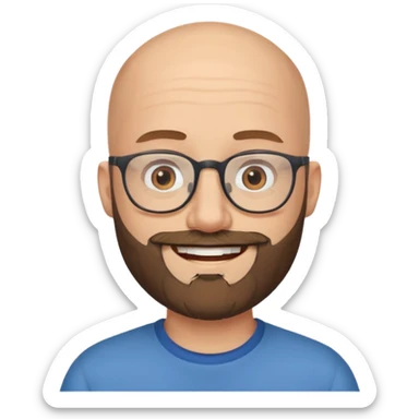 bearded bald man with eyeglasses sticker