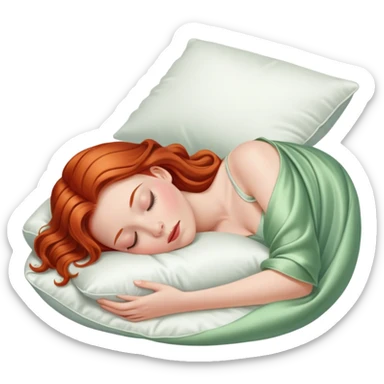 Sleeping beauty redhead white girl with a silk pillow sticker