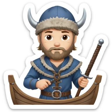 Young viking sailor on ship deck sticker