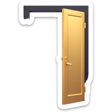 3D emoji style, pitch black room with a golden door ajar. A powerful, focused white light shaft and intense glow blast through the opening. High contrast lighting. No background. sticker