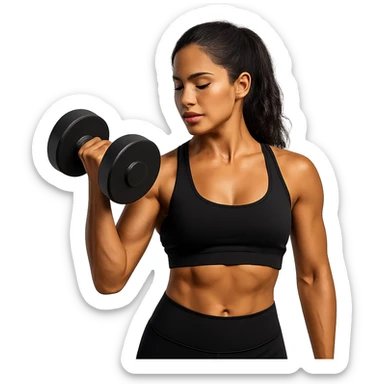 tan brunette woman lifting weights, variation 3 sticker