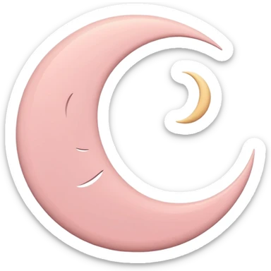 Minimal crescent moon icon, muted rose color (#B25D73), thin line art, soft rounded curves, flat vector, transparent background, cozy aesthetic, discord emoji style sticker