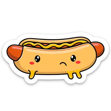 Sad hotdog crying  sticker