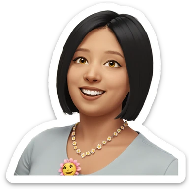 smiling girl with flower necklace sticker