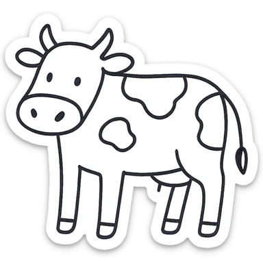 cow, hand-drawn outlined icon style, sketchy lines, no fill, minimal details sticker