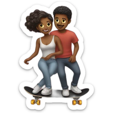 Two lovers on skateboard sticker