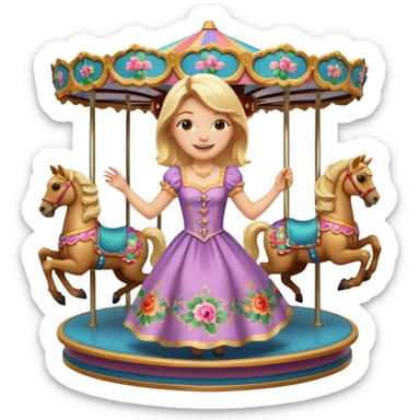 girl spinning inside of a carousel sticker