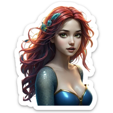 underwater girl with fish sticker