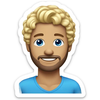 short curl blonde 30yo man blue eyed raised hand sticker