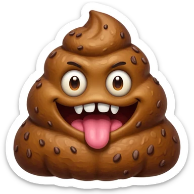 the poop monster eating poop with a mischievous grin sticker