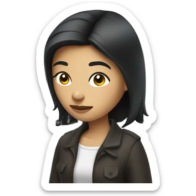 Dark haired mail looking at mobile home sticker