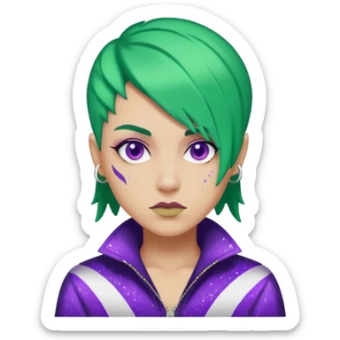 Glitter Purple and White Joker Gangster Green Hair sticker
